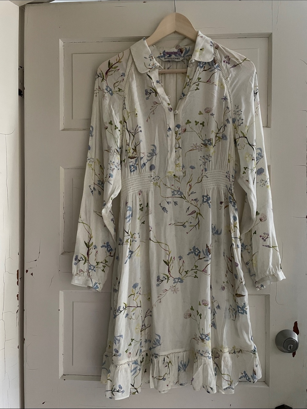 Scotch & Soda Floral Midi Dress - Cream and Pastel